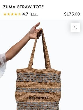 Rocknot  Zuma Straw Tote - Natural with Taupe Accent